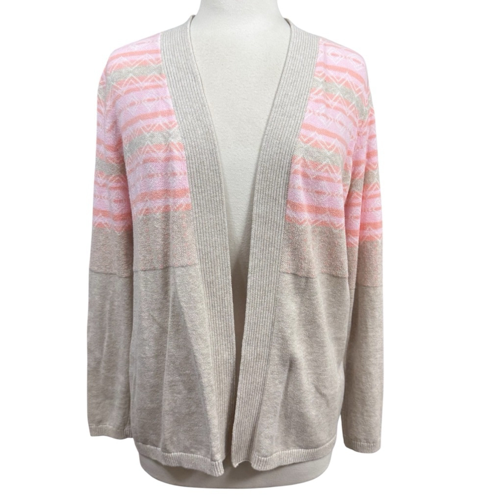Kim Rogers Cardigan Size M Beige and Pink